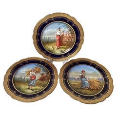 A Set of Three 1840's Sevres Porcelain Cabinet Plates