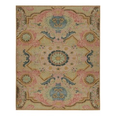 Rug & Kilim’s Contemporary Rug with Floral Patterns in Green, Blue and Pink 