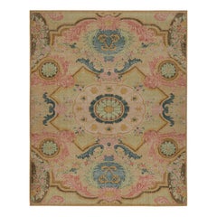 Rug & Kilim's Contemporary-Teppich mit Blumenmustern in Grün, Blau und Rosa 