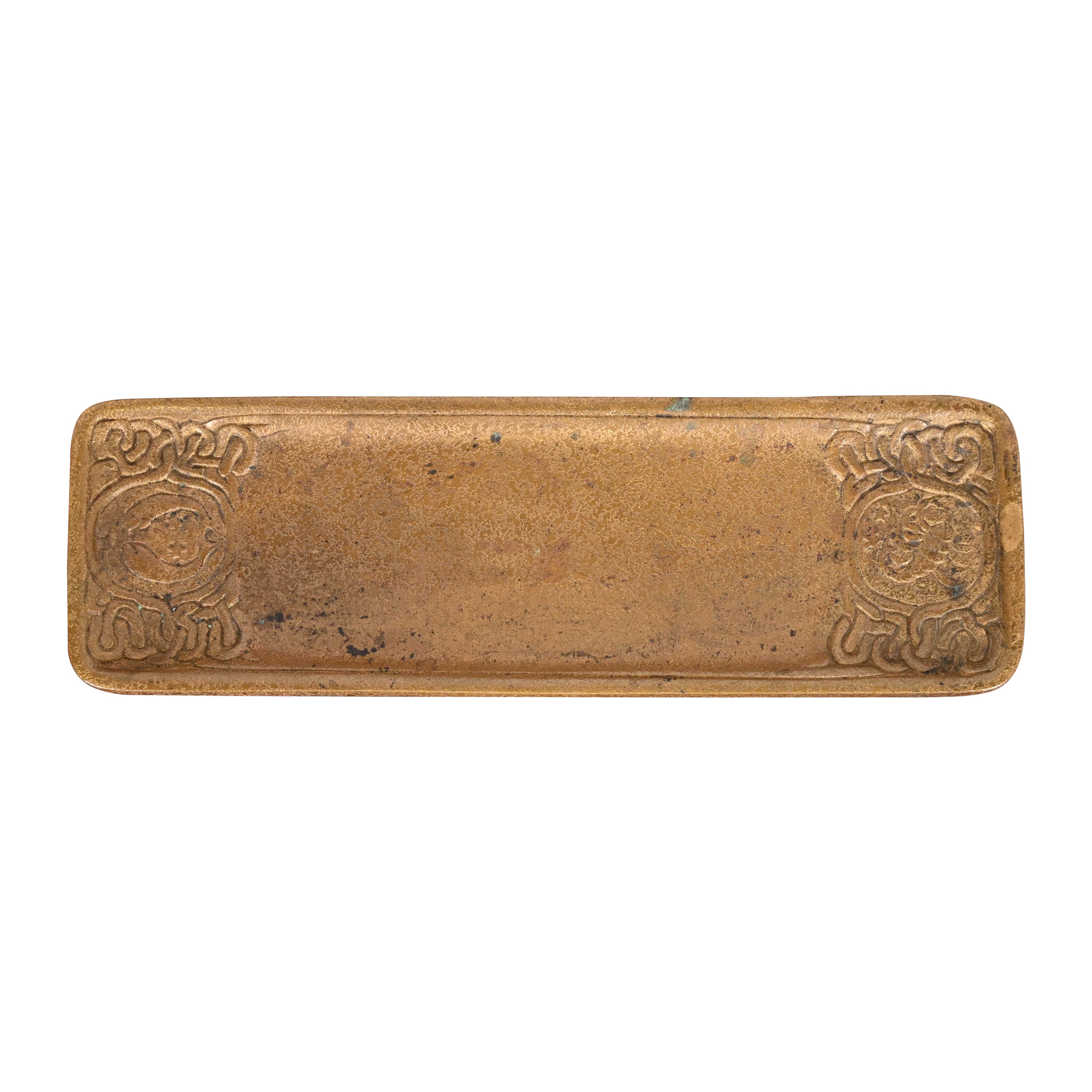 Tiffany Studios New York "Zodiac" Bronze Doré Pen Tray For Sale