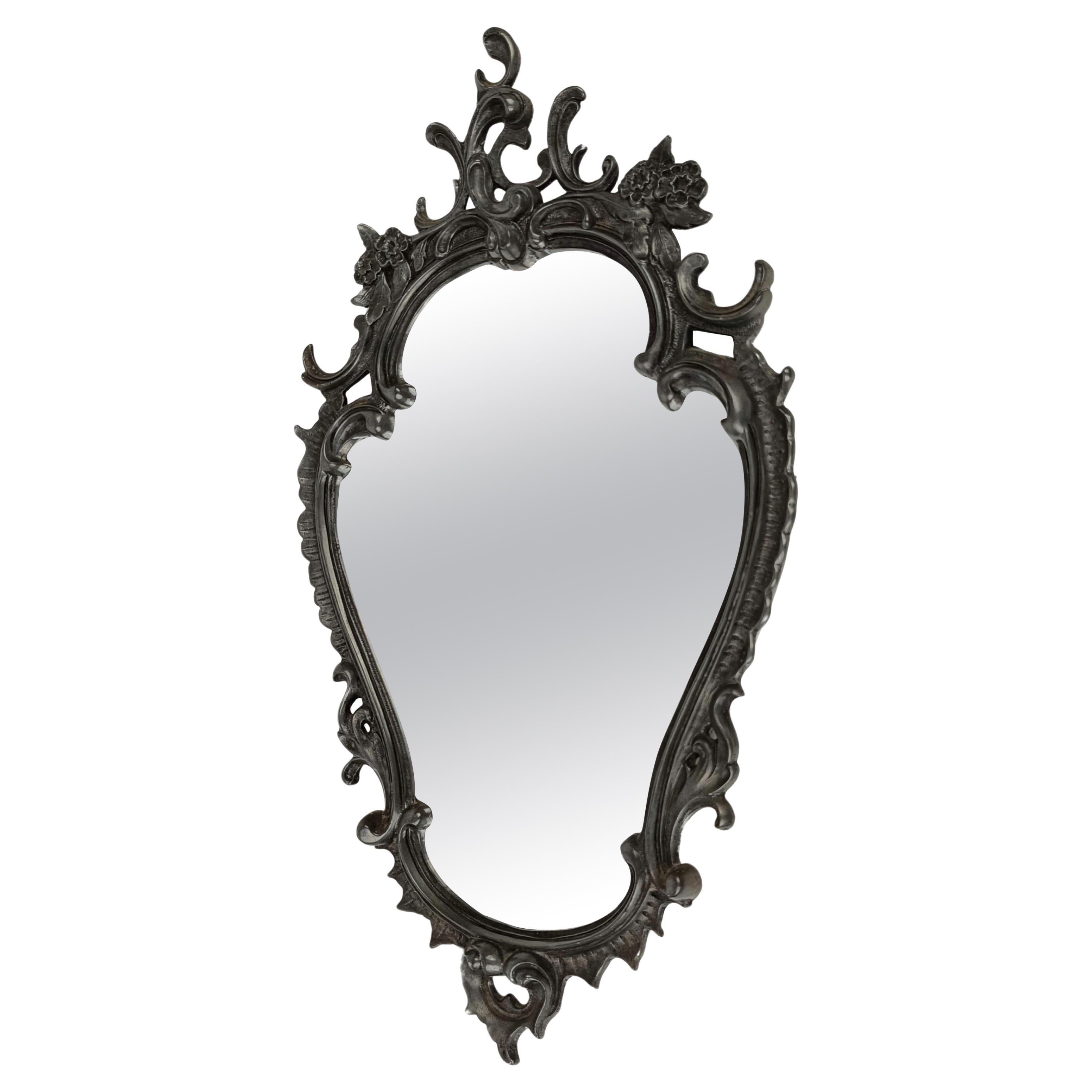 Miroir vintage de style rococo baroque fabriqué en argent allemand en vente