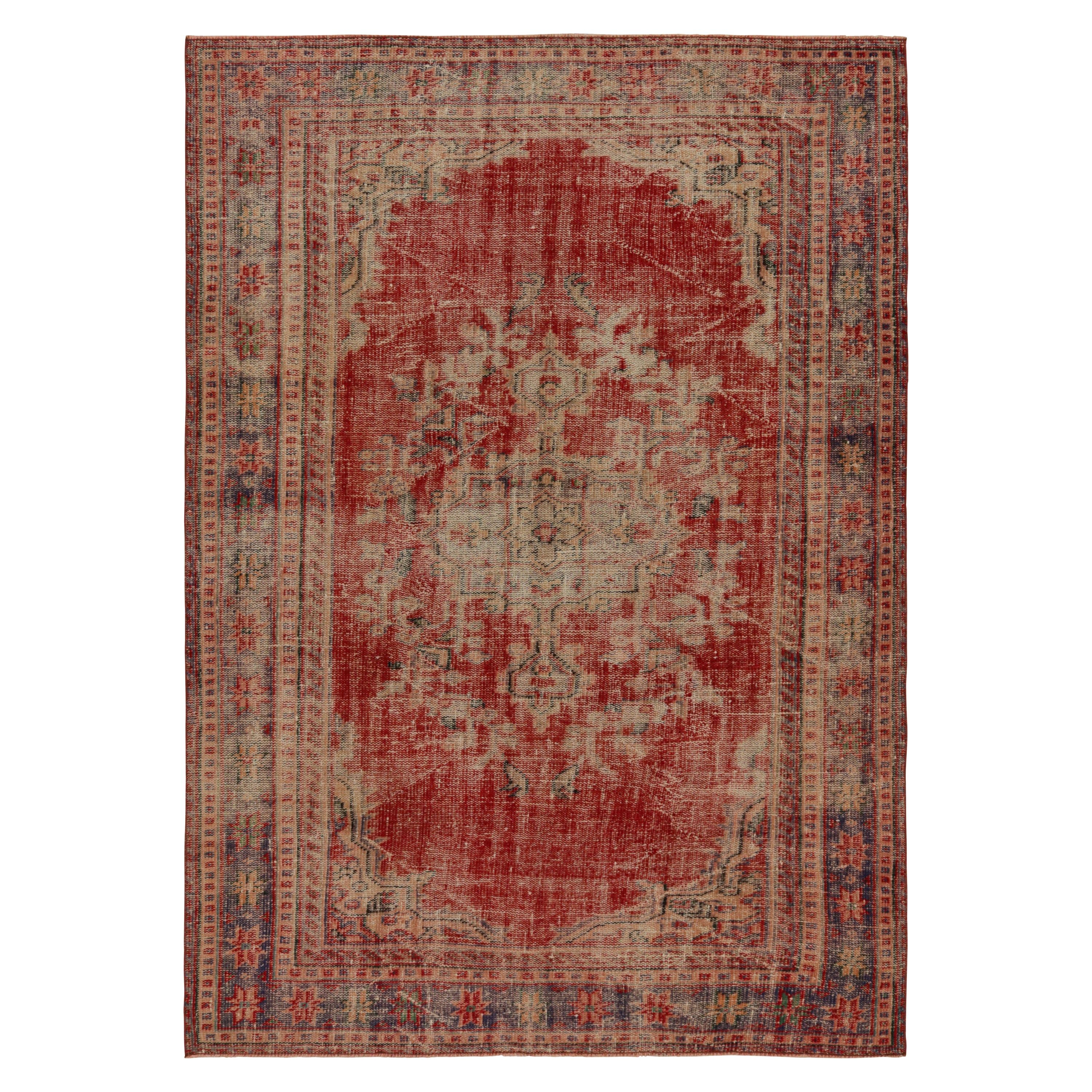 Vintage Zeki Müren Teppich im persischen Stil mit zentralem Medaillon, von Rug & Kilim im Angebot
