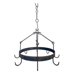 Antique Early 19th Century Handwrought Iron Game Rack or Pot Rack