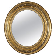 Used American Empire First Finish Giltwood Framed Oval Wall Mirror Circa 1840