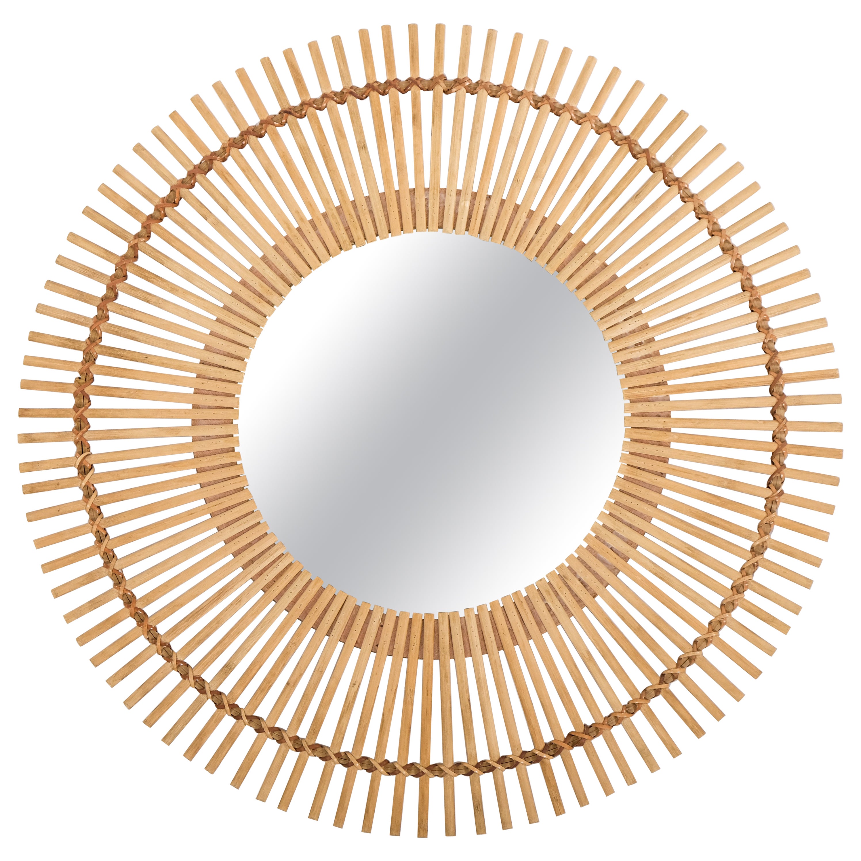 Bamboo, Cane & Rattan Mirror, Sweden, 1960s For Sale