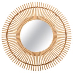 Specchio in bambù, canna e rattan, Svezia, anni '60