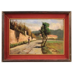 20th Century Oil On Masonite Retro Italian Signed Landscape, 1950