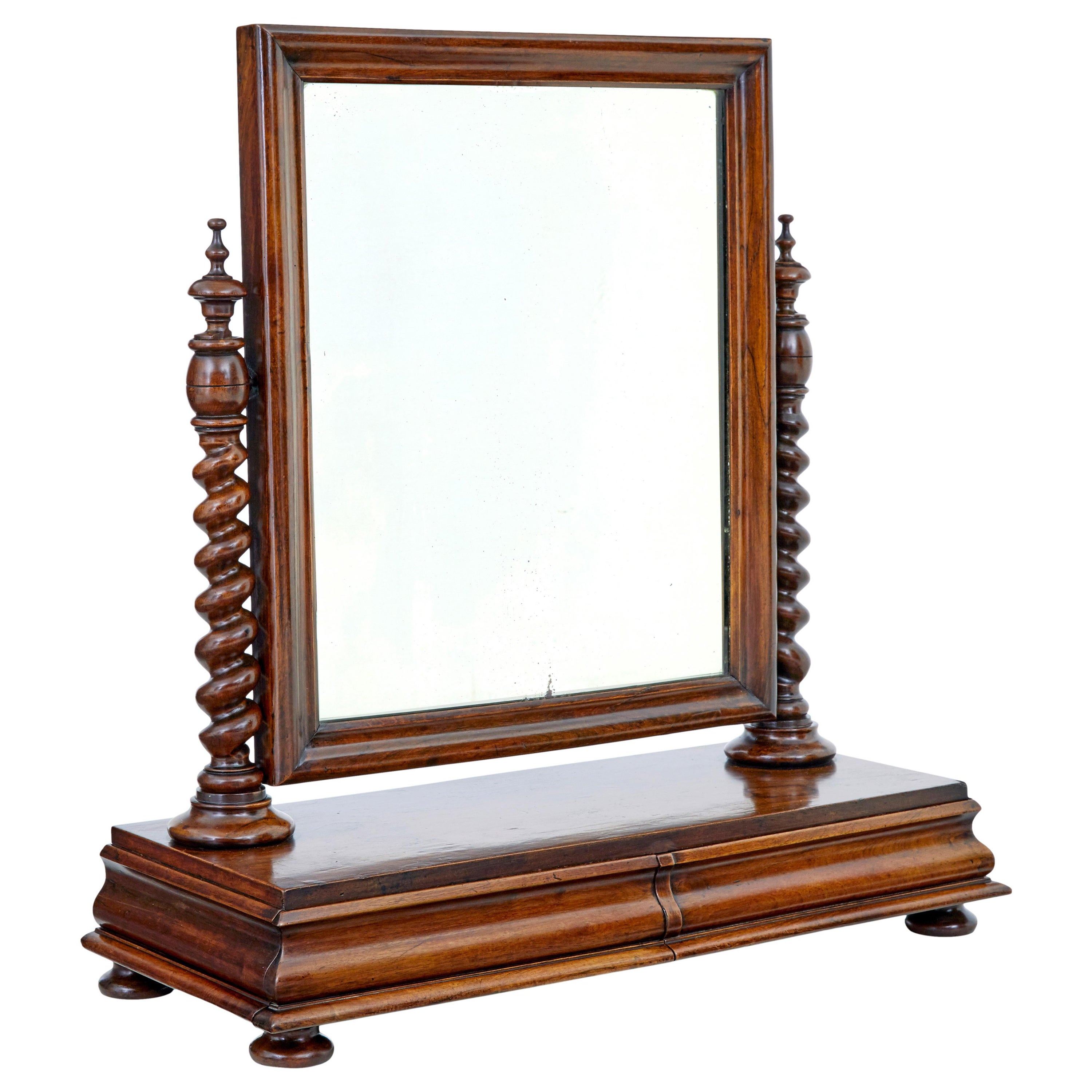 Mid 19th century carved walnut toilet mirror For Sale