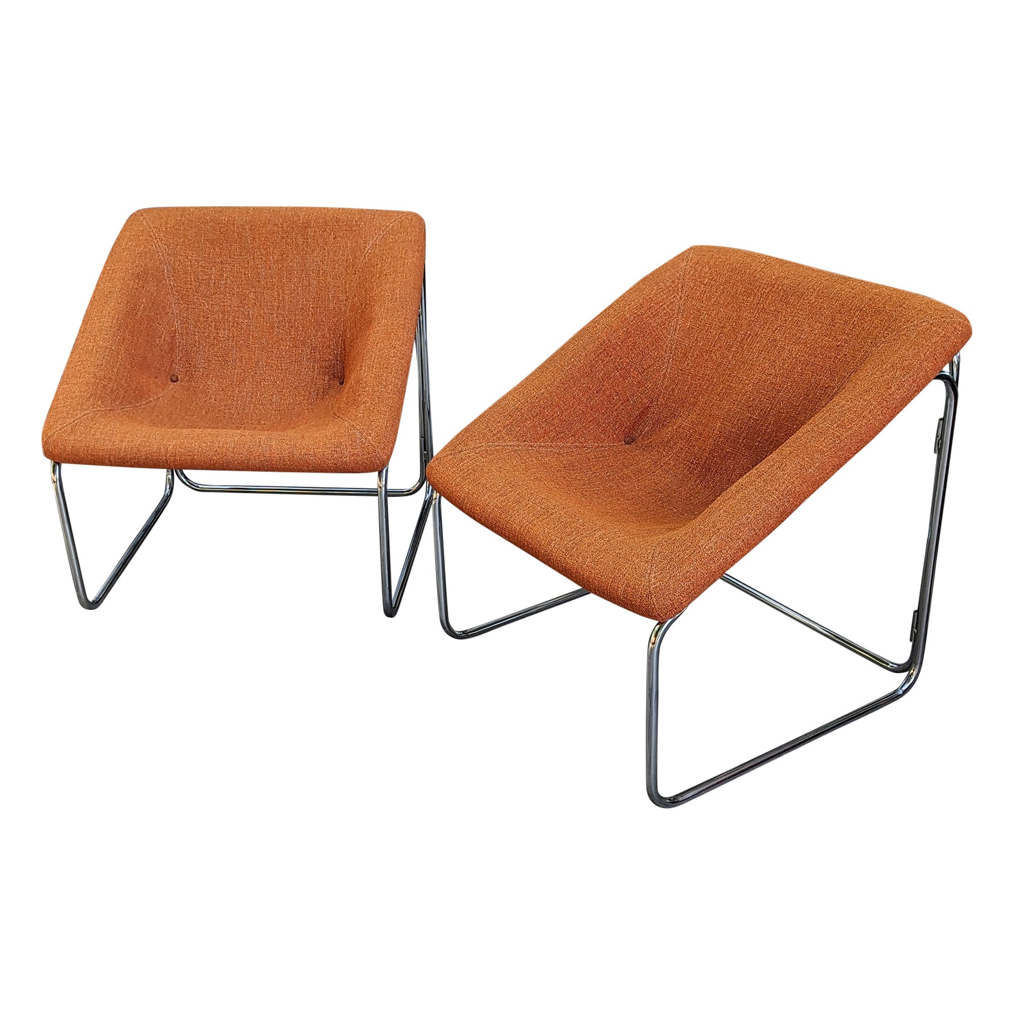 Pair of Cubic Lounge Chairs, France 1970s For Sale