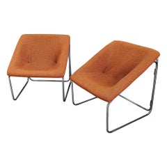 Pair of Cubic Lounge Chairs, France 1970s