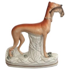 Unusually large Antique Victorian staffordshire greyhound figure 