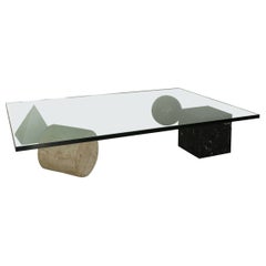 Table Metafora italienne en marbre et verre de Massimo Vignelli pour Casigliani 1970