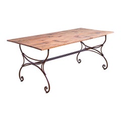 Retro Large French Rustic Wrought Iron Dining Or Garden Table
