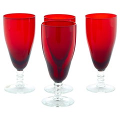 Set of 4 1950’s Scandinavian red wine glasses by Monica Bratt