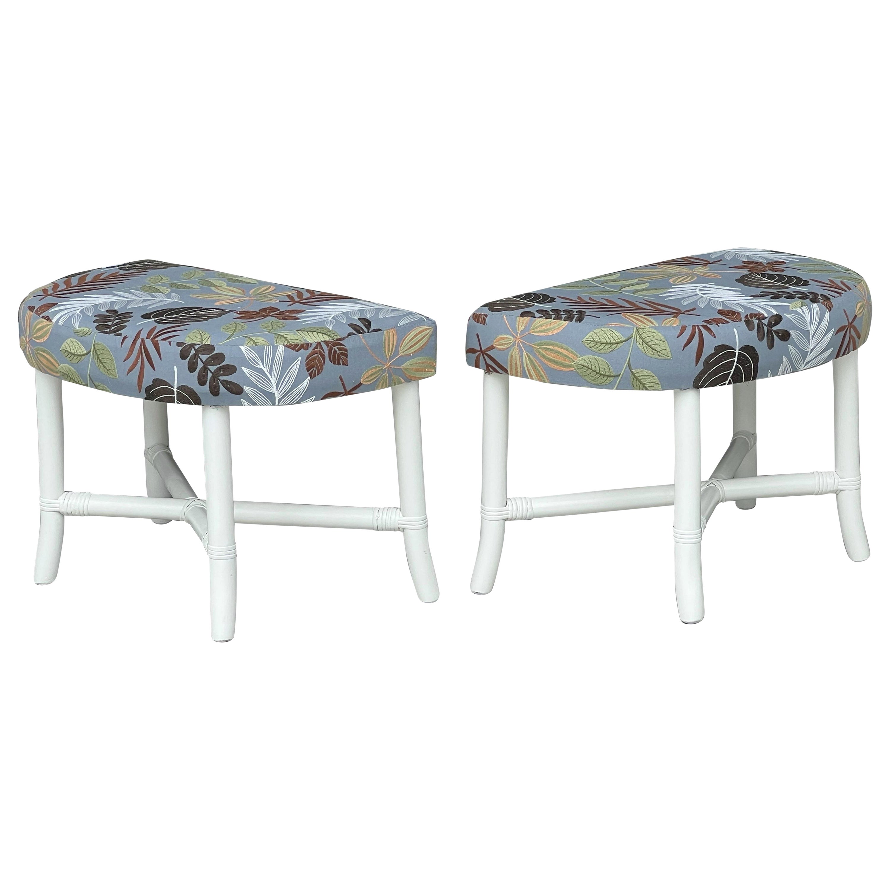 Willow and Reed Rattan Pair of Stools Ottomans