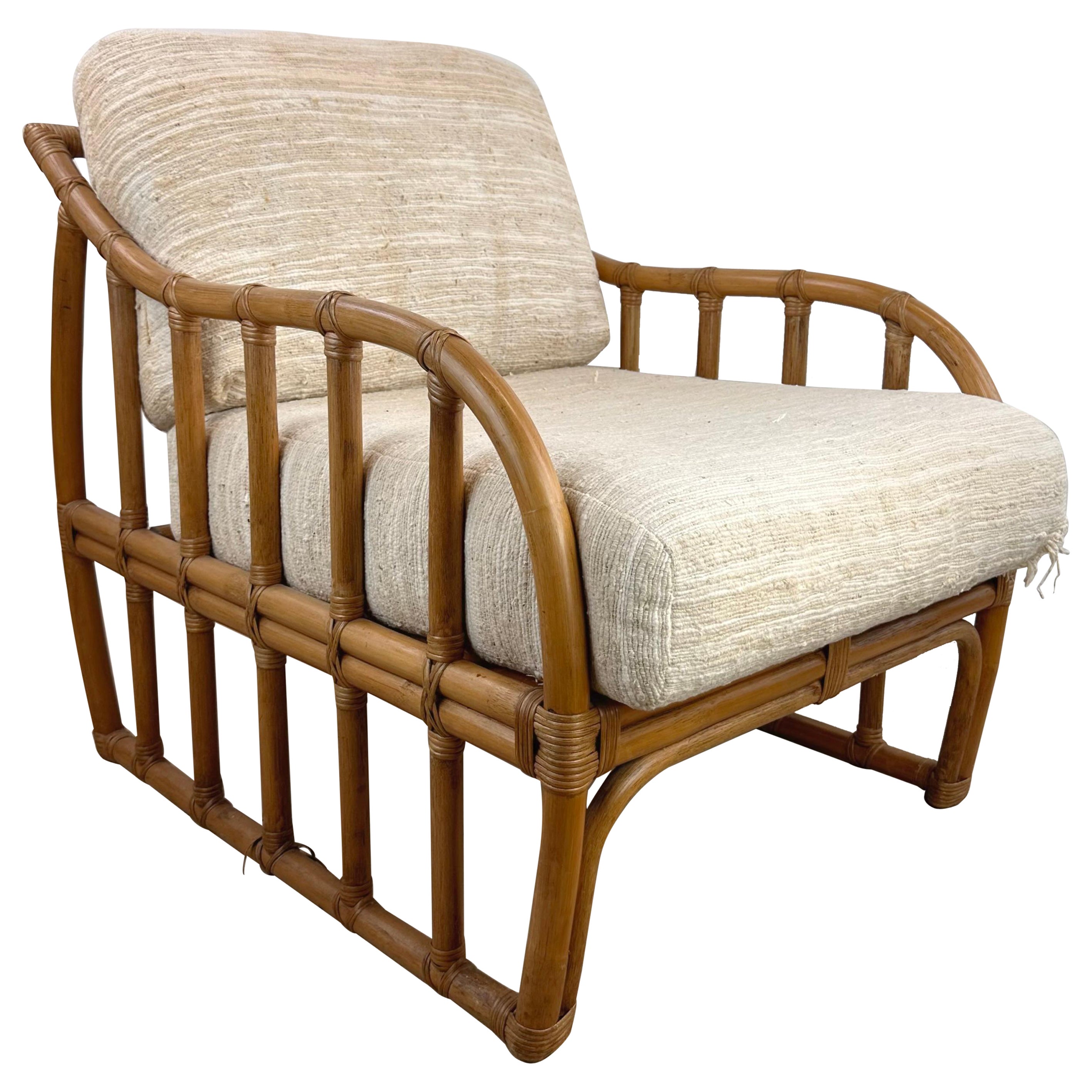 Vintage Coastal Ficks Reed Rattan Armchair