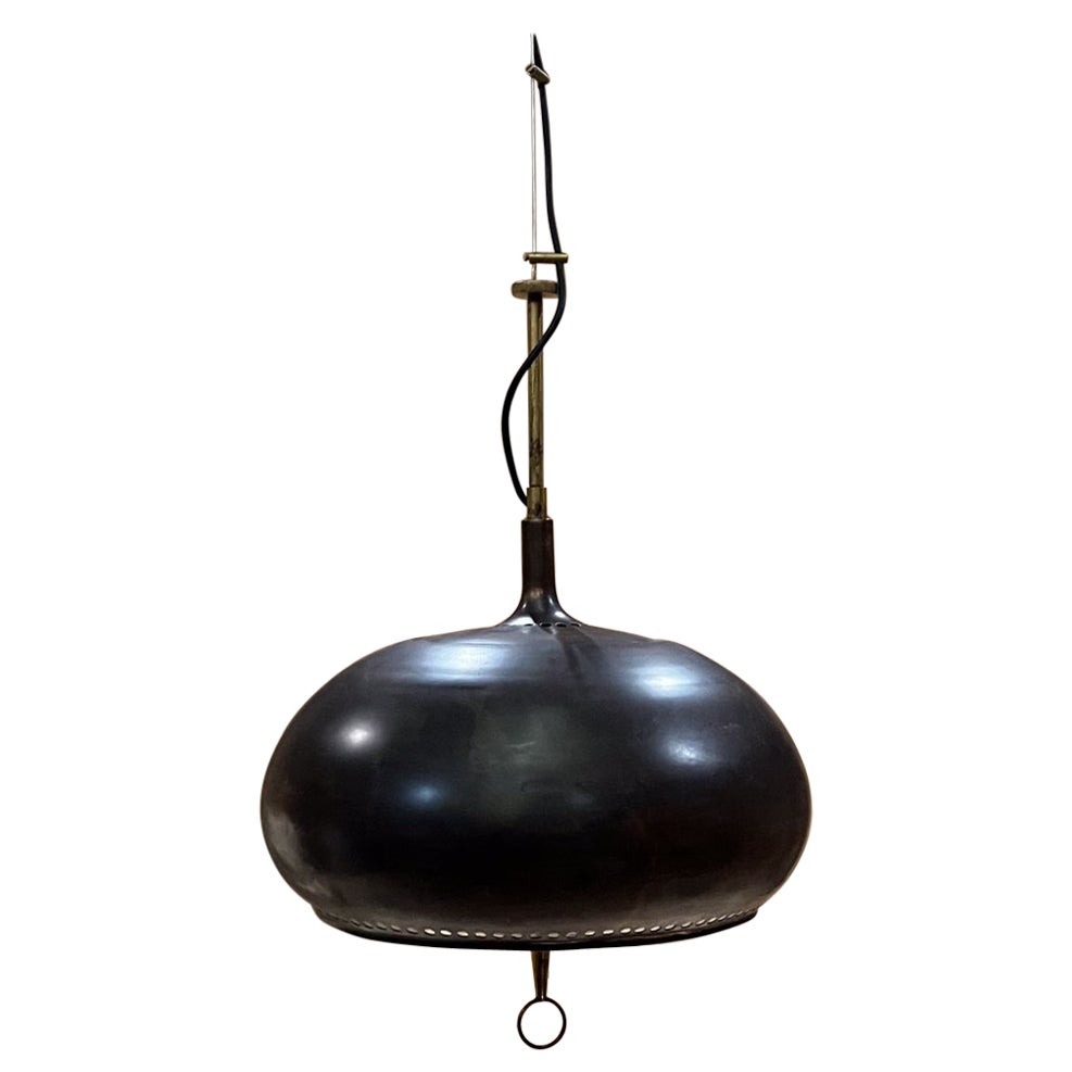 1950s Stilnovo Italian Modernist Black Patinated Pendant Lamp Italy