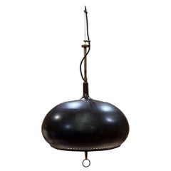 Vintage 1950s Stilnovo Italian Modernist Black Patinated Pendant Lamp Italy