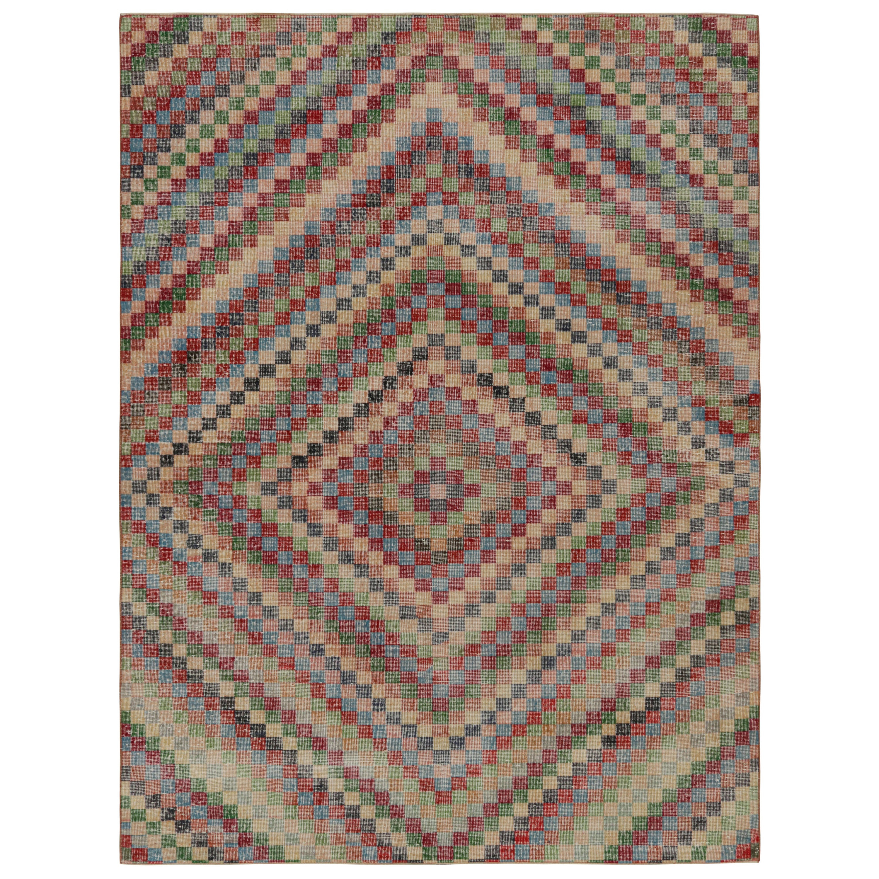 Vintage Zeki Müren Art Deco Rug with Geometric Patterns, from Rug & Kilim For Sale