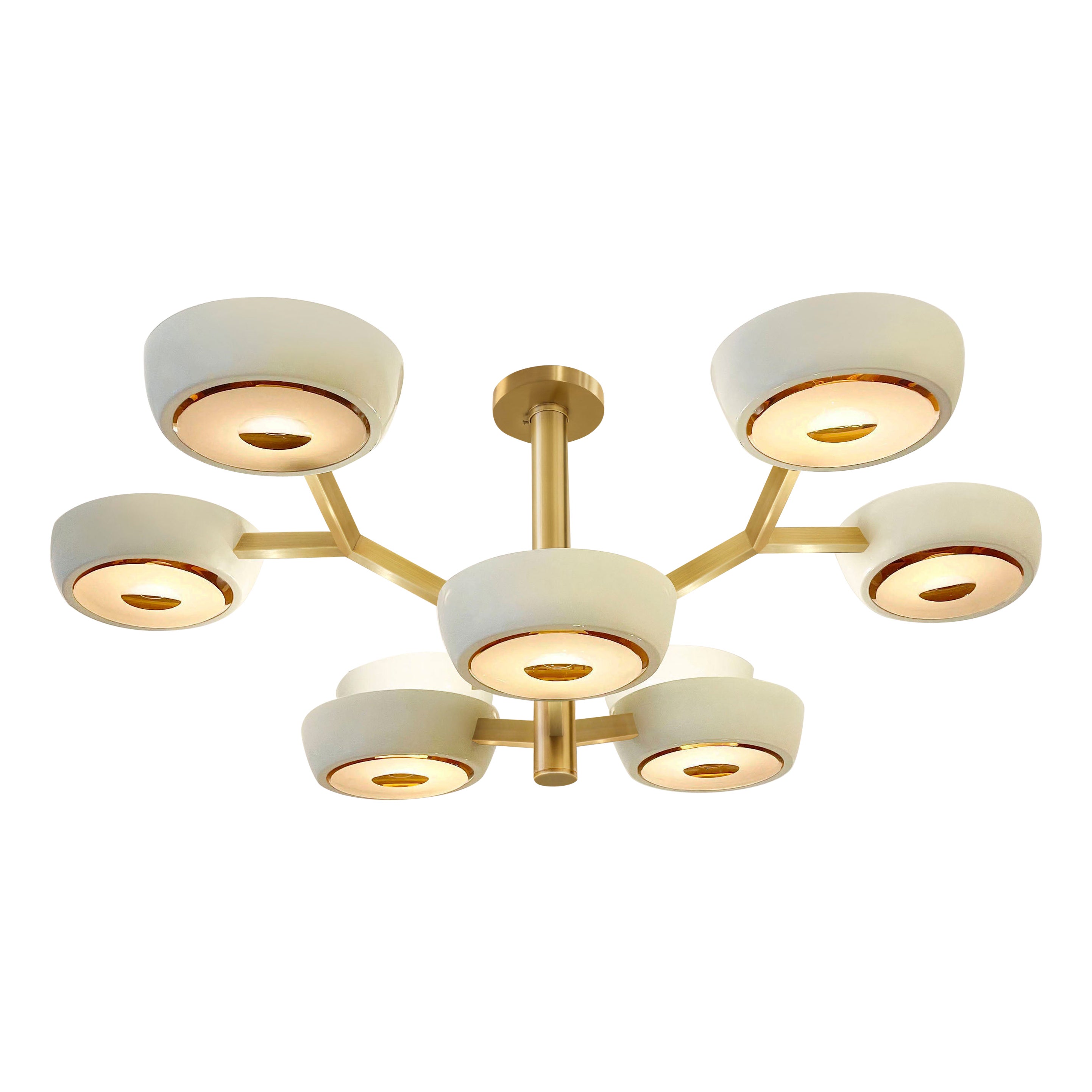 Rose Ceiling Light by Gaspare Asaro-Satin Brass Finish For Sale