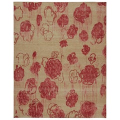 Rug & Kilim's Contemporary Abstract Art Rug in Beige-Brown, with Floral Patterns (tapis d'art abstrait contemporain beige et brun à motifs floraux)