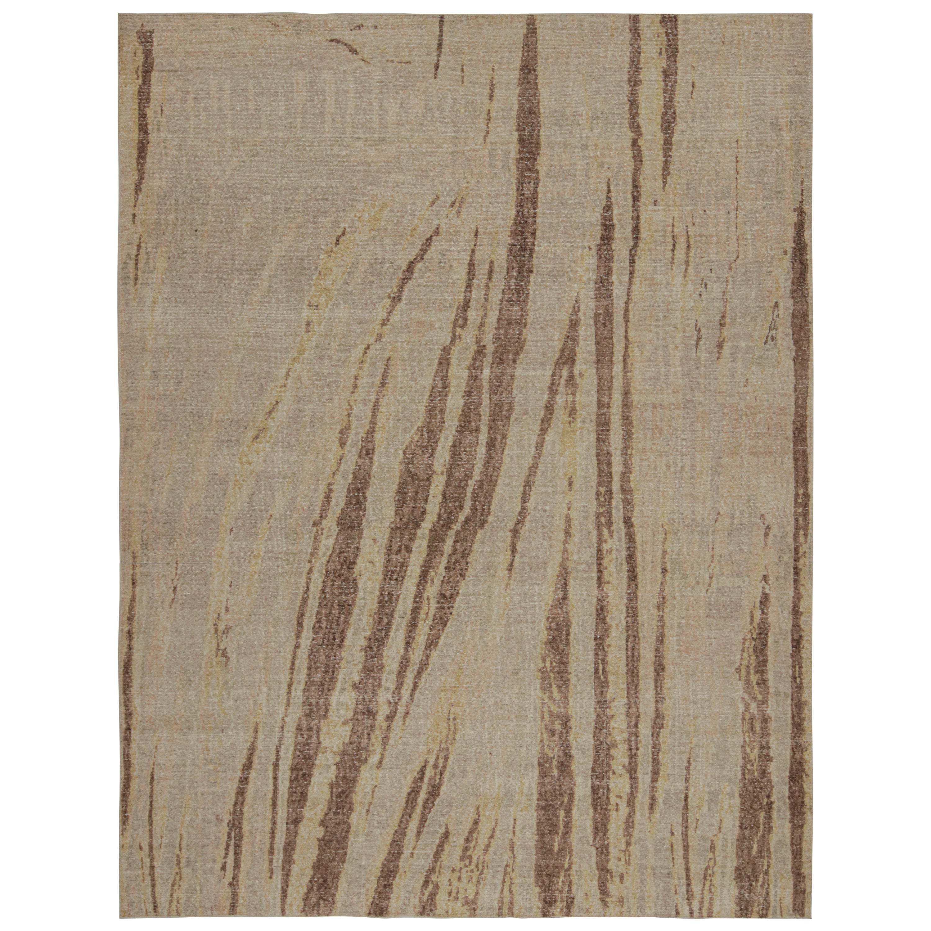 Rug & Kilim’s Modern Abstract Art Rug in Taupe, with Geometric Patterns For Sale