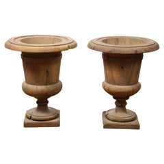 Pair of Early 19th Century English Turned Wood Urns