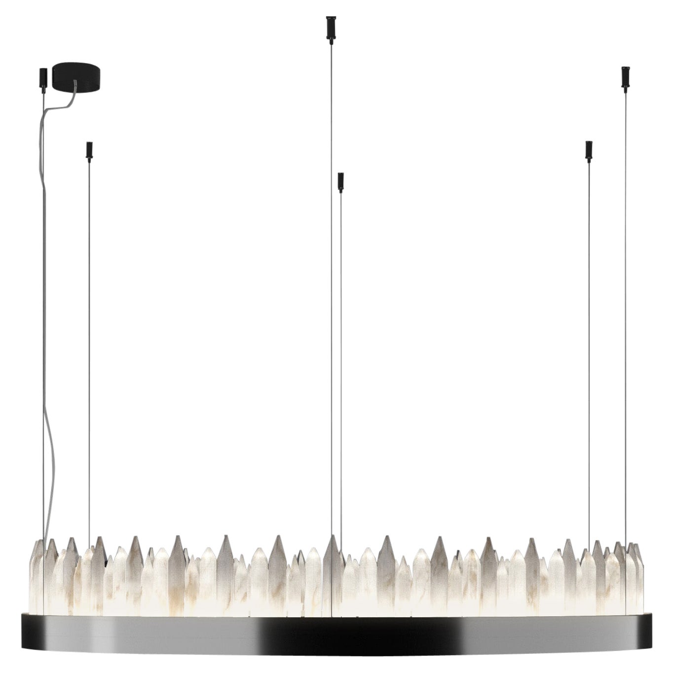 Urano Shiny Black 120 Pendant Light 3 by Alabastro Italiano For Sale