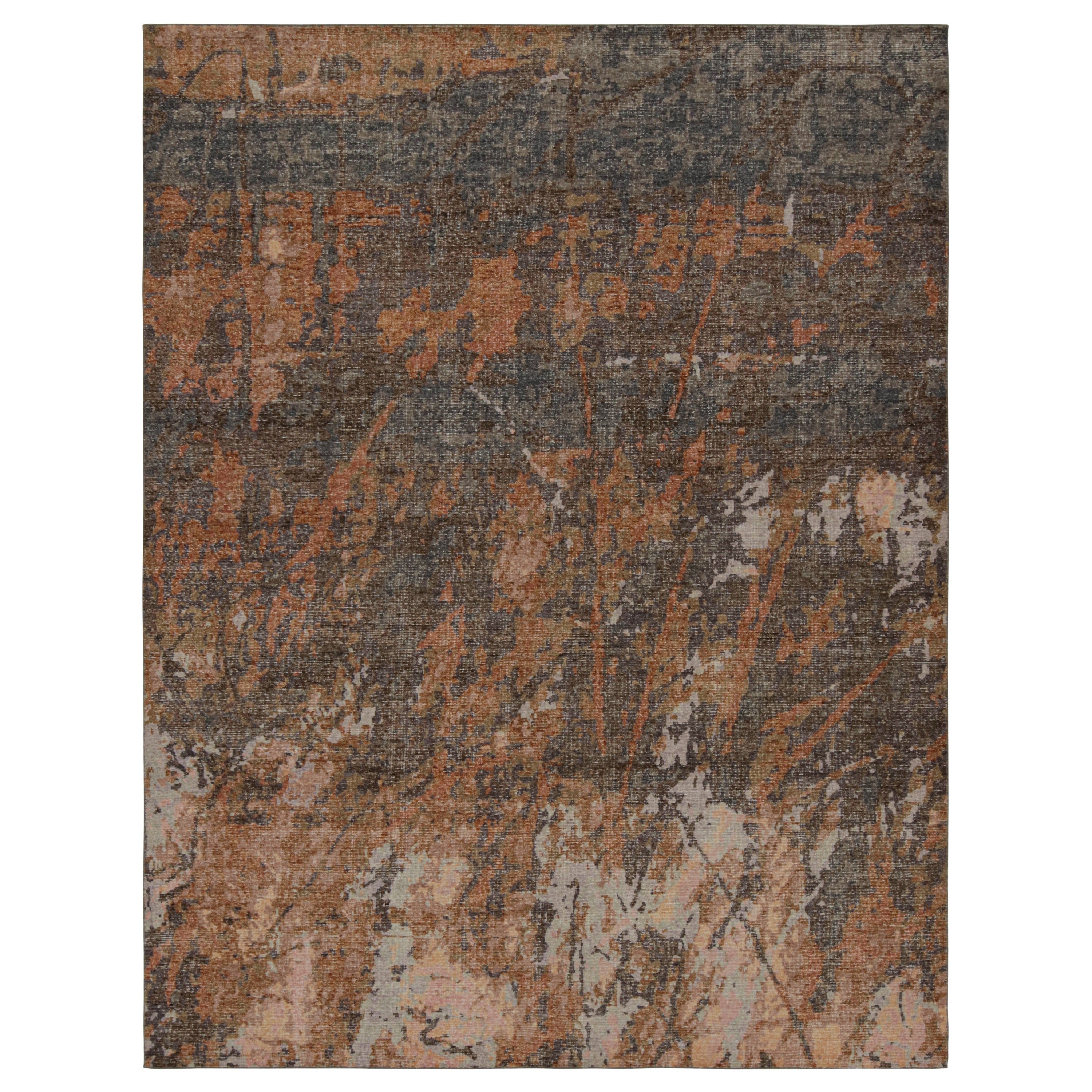 Rug & Kilim’s Modern Abstract Distressed Graphic Rug With Geometric Pattern