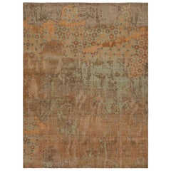 Rug & Kilim’s Modern Abstract Art Rug, with Floral Patterns in Green and Brown