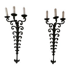 Vintage Pair of large wrought iron sconces