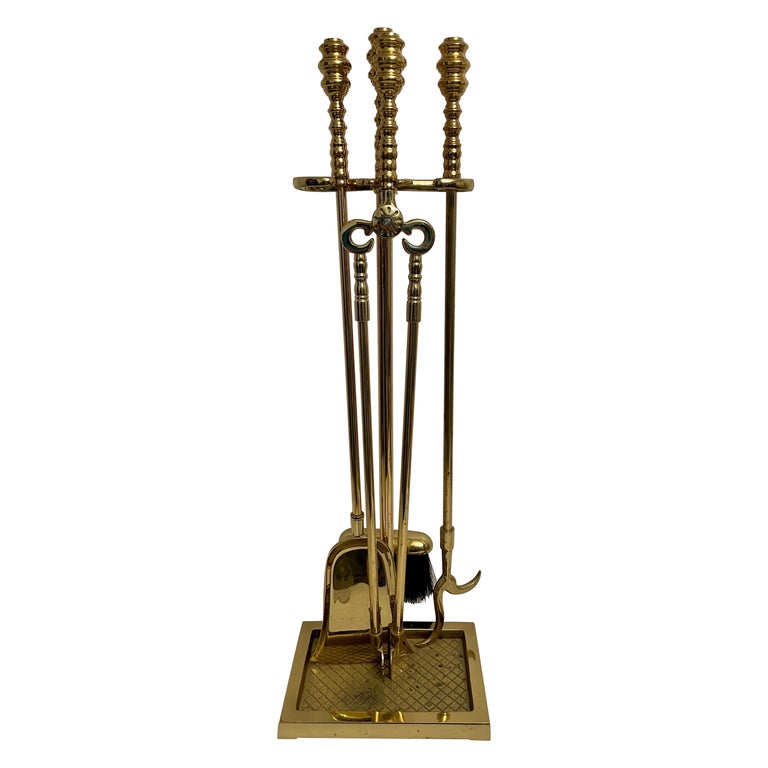 Brass Fireplace Tool Set by Virginia Metalcrafters at 1stDibs