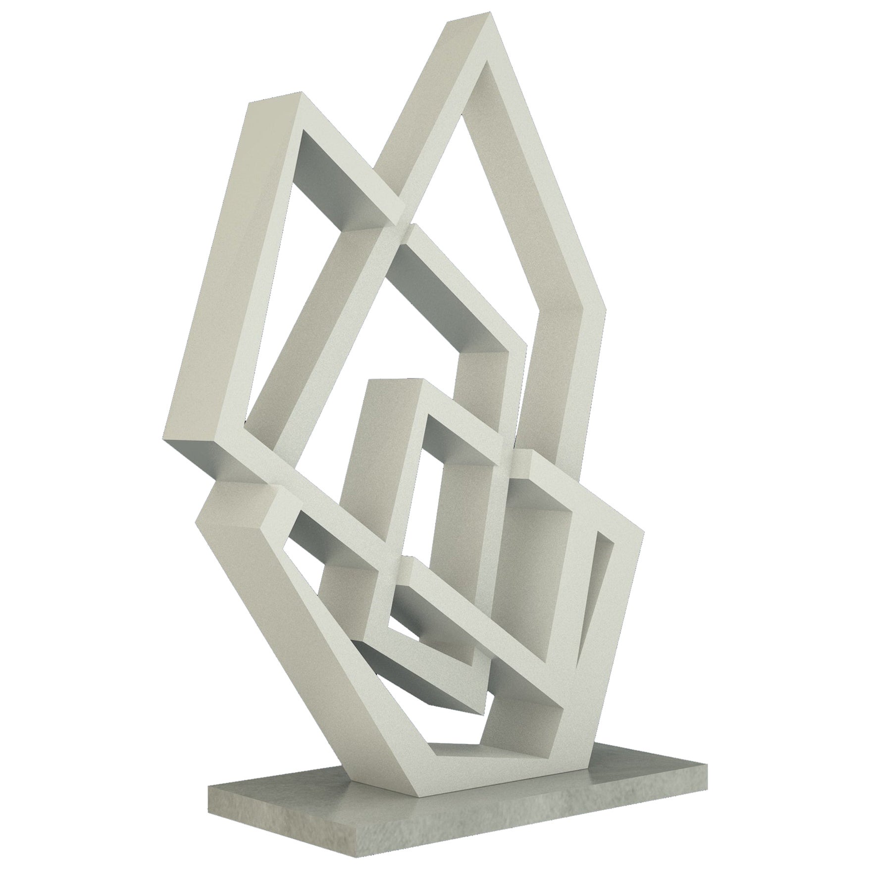 Bespoke Italian Aluminum Handmade Geometric Modern Tall Sculpture on Marble Base