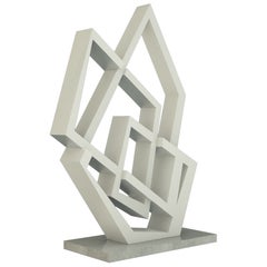 Bespoke Italian Aluminium Handmade Geometric Modern Tall Sculpture on Marble Base