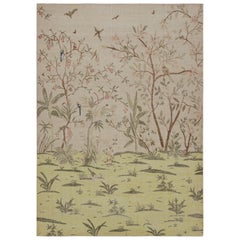 Rug & Kilim’s Modern Pictorial Rug in Green and Taupe, with Scenery Depiction