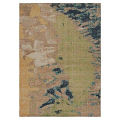 Rug & Kilim’s Contemporary Distressed Abstract Rug In Beige, Blue and Green