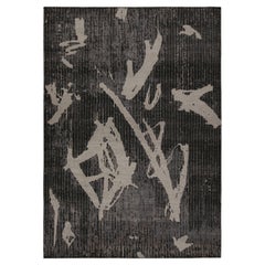 Rug & Kilim's Modern Rug Distressed In Black and Gray Geometric Pattern