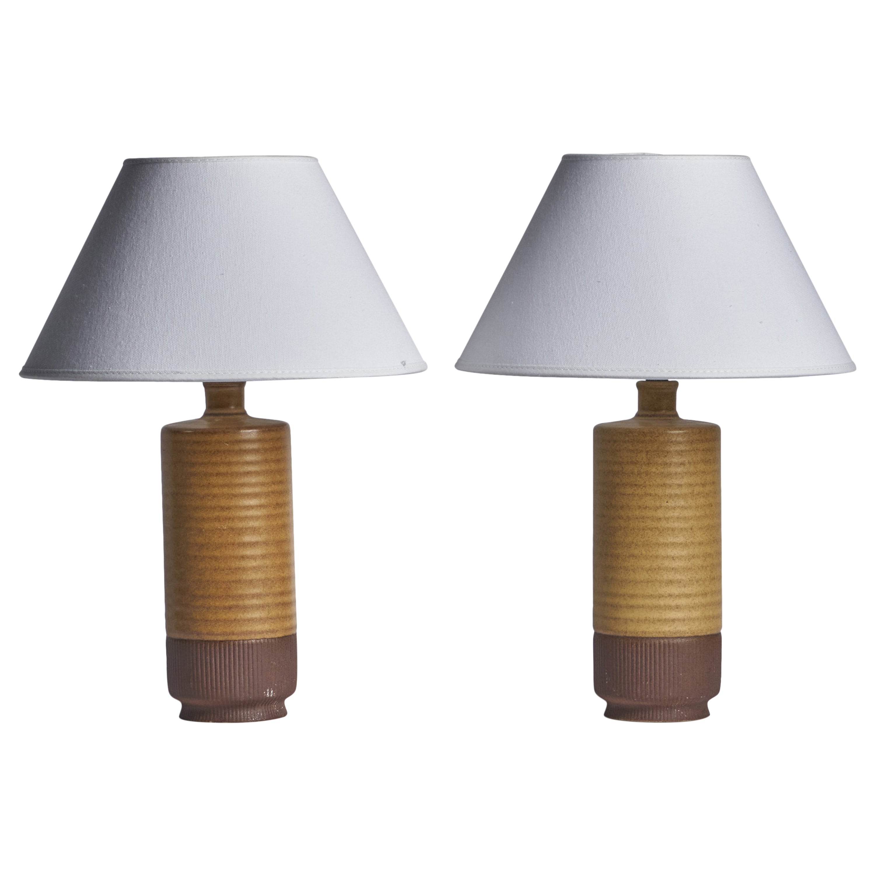 Gunnar Nylund, Table Lamps, Stoneware, Sweden, 1940s For Sale