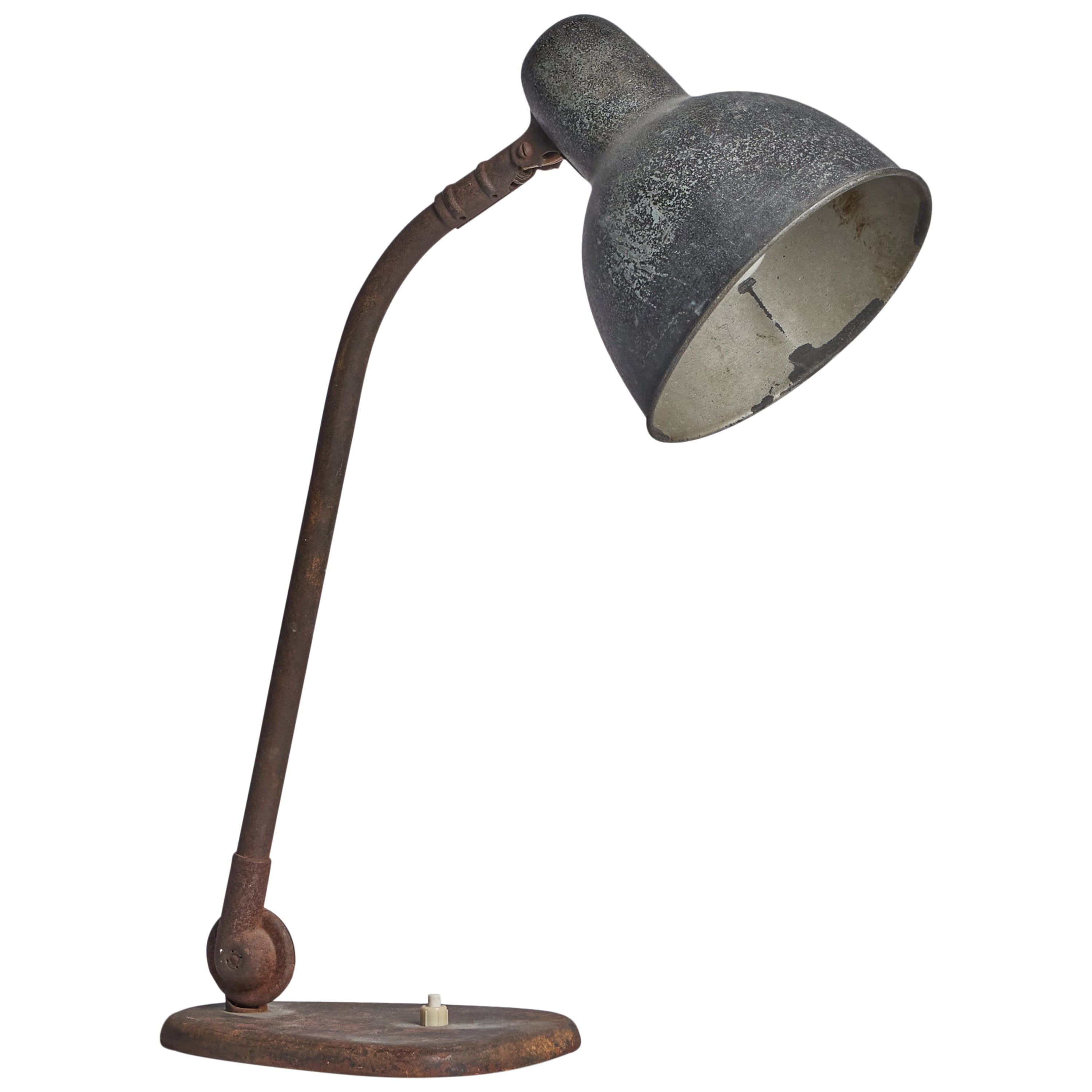 German Designer, Table Lamp, Metal, Germany, 1930s For Sale