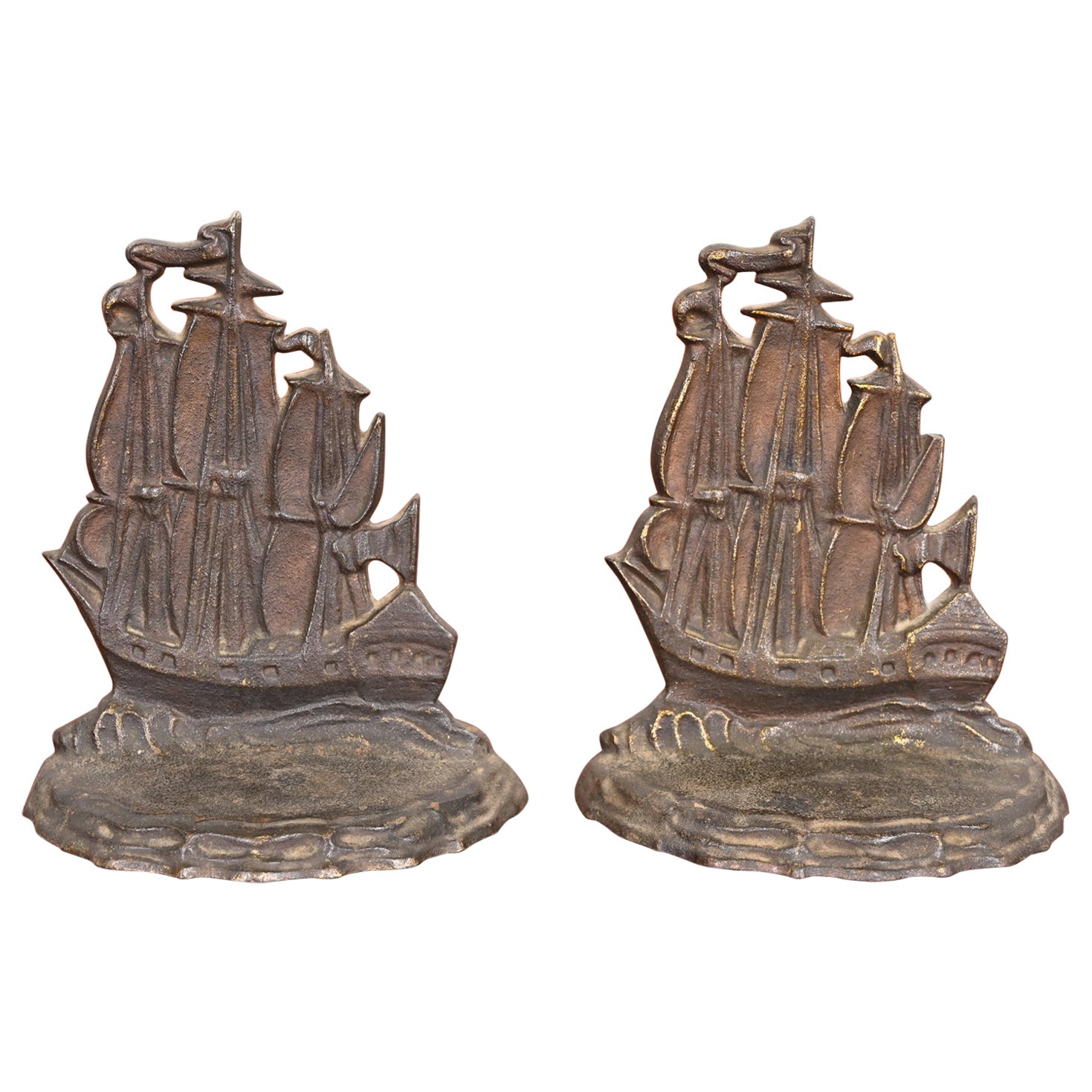 Bradley & Hubbard Clipper Ship Cast Iron Bookends, 1920s