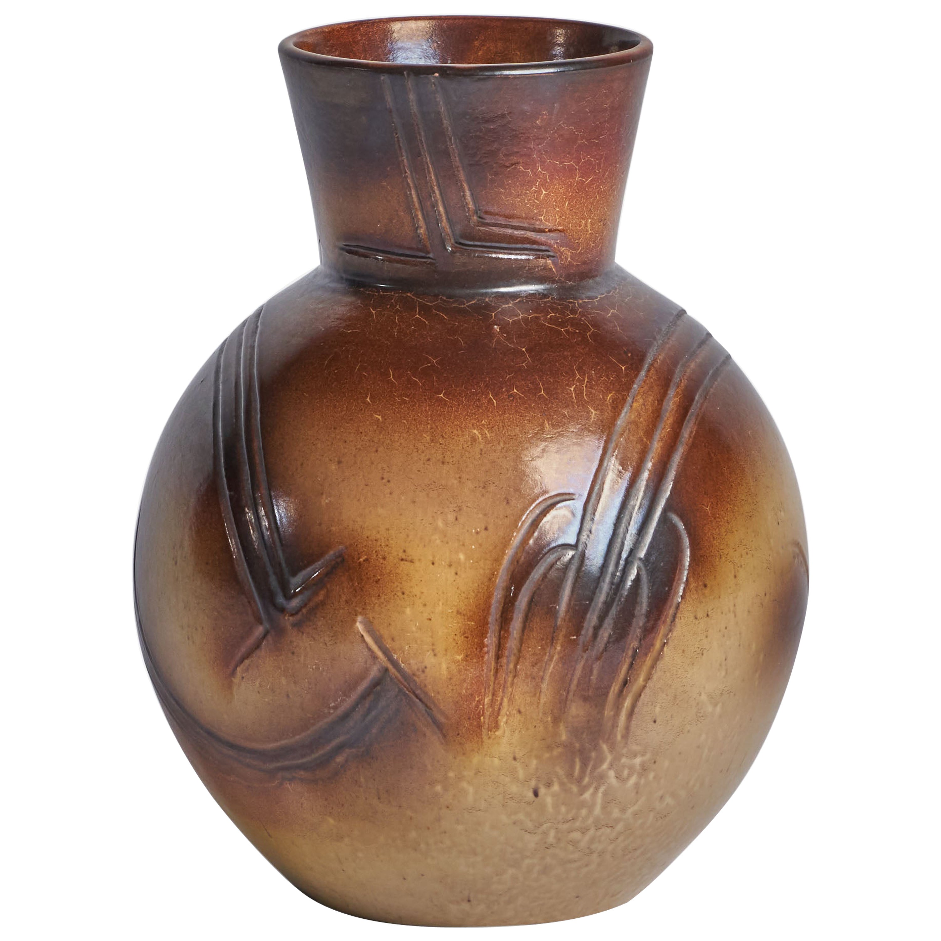 Erik Mornils, Vase, Earthenware, Sweden, 1930s For Sale