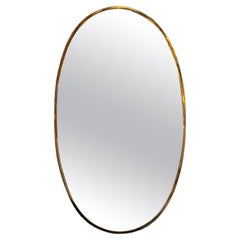 Mid Century Italian Oval Brass Mirror 1980s