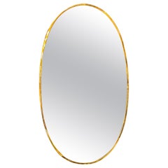 Retro Italian Oval Brass Mirror 1960s