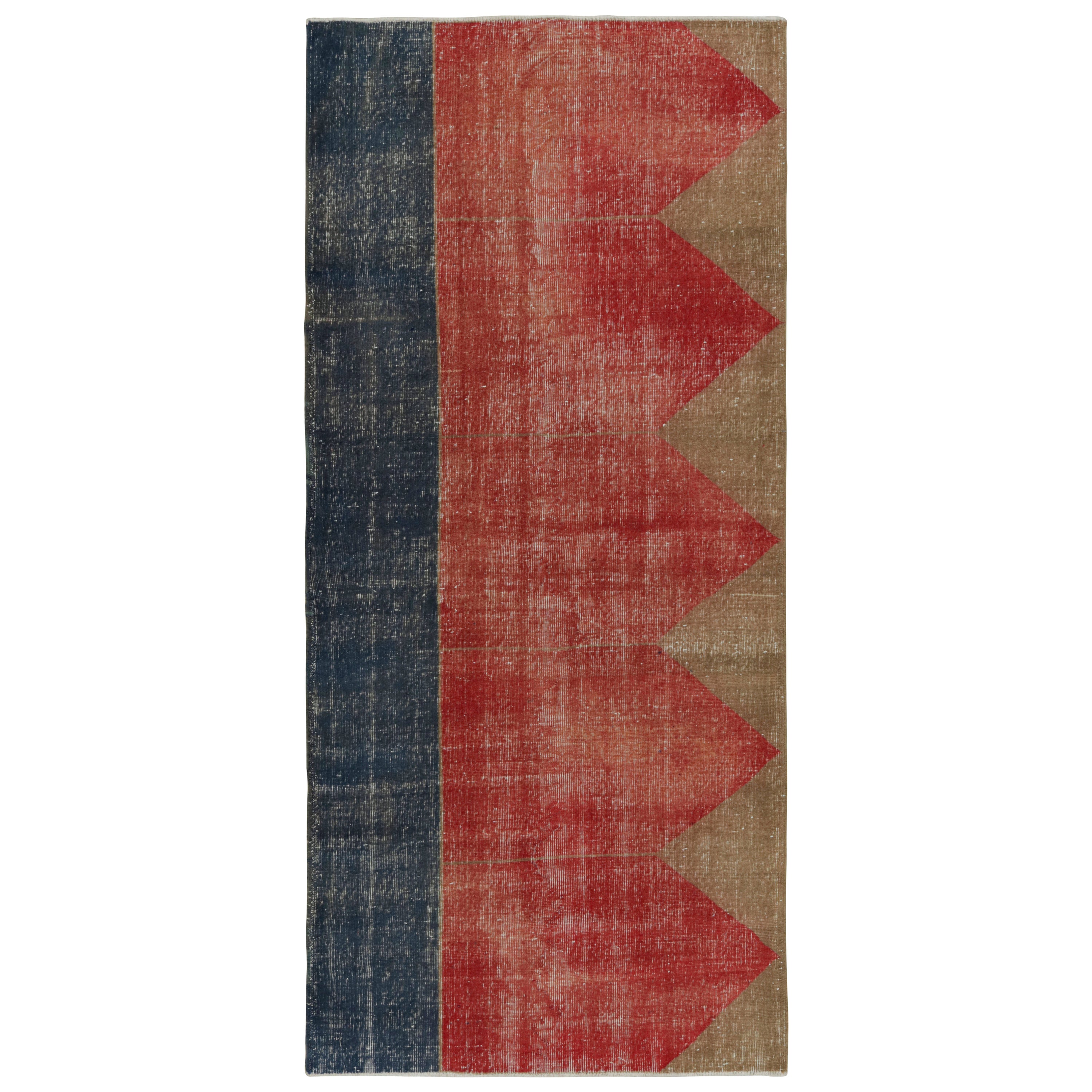 Vintage Turkish Rug in Red, with Geometric Patterns, from Rug & Kilim For Sale
