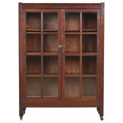 Antique Stickley Brothers Style Mission Oak Arts and Crafts Bookcase, Circa 1900