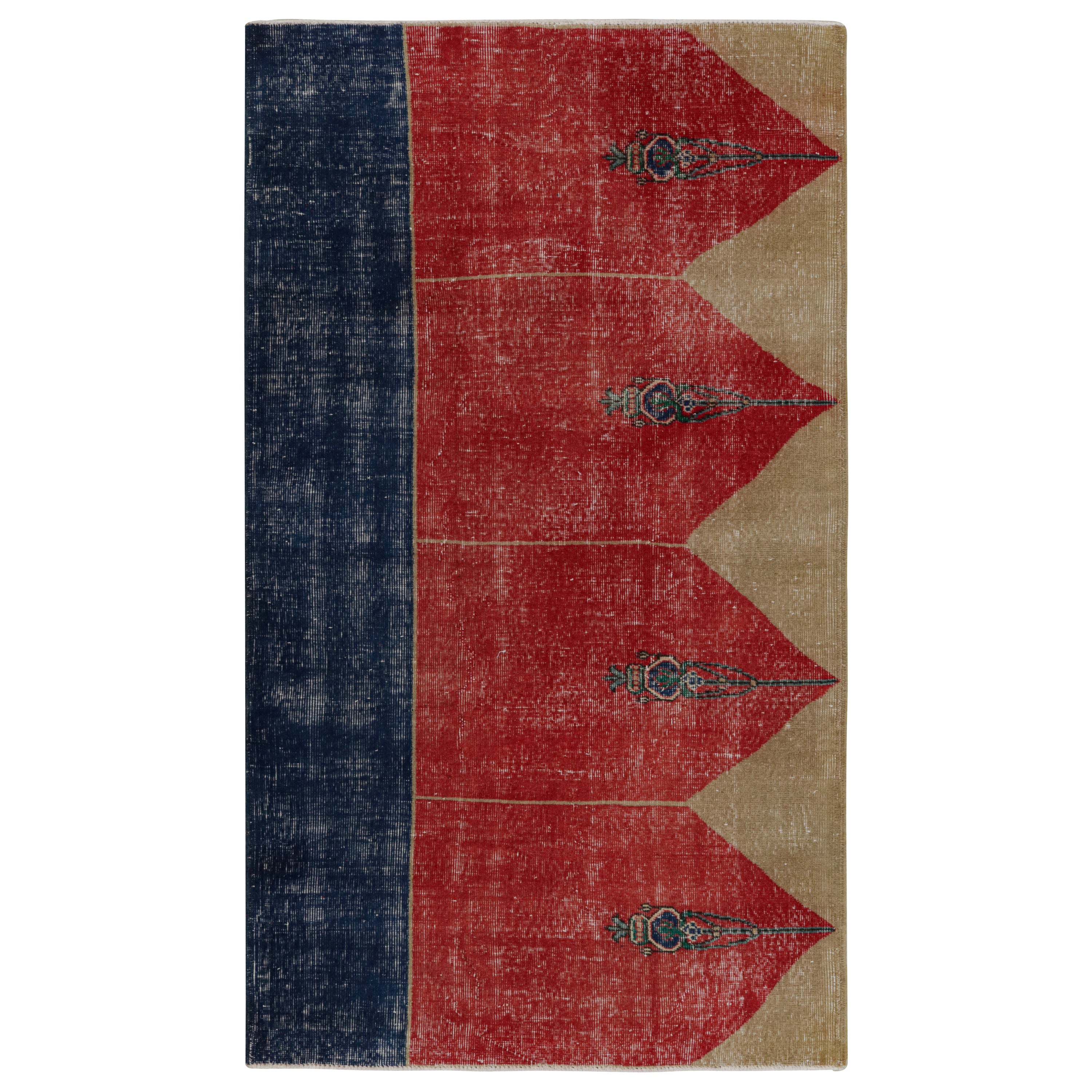 Vintage Turkish Rug in Red, with Geometric Patterns, from Rug & Kilim