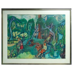 Bruno Krauskopf, 1892-1960, Garden Party Gouache on Paper Painting