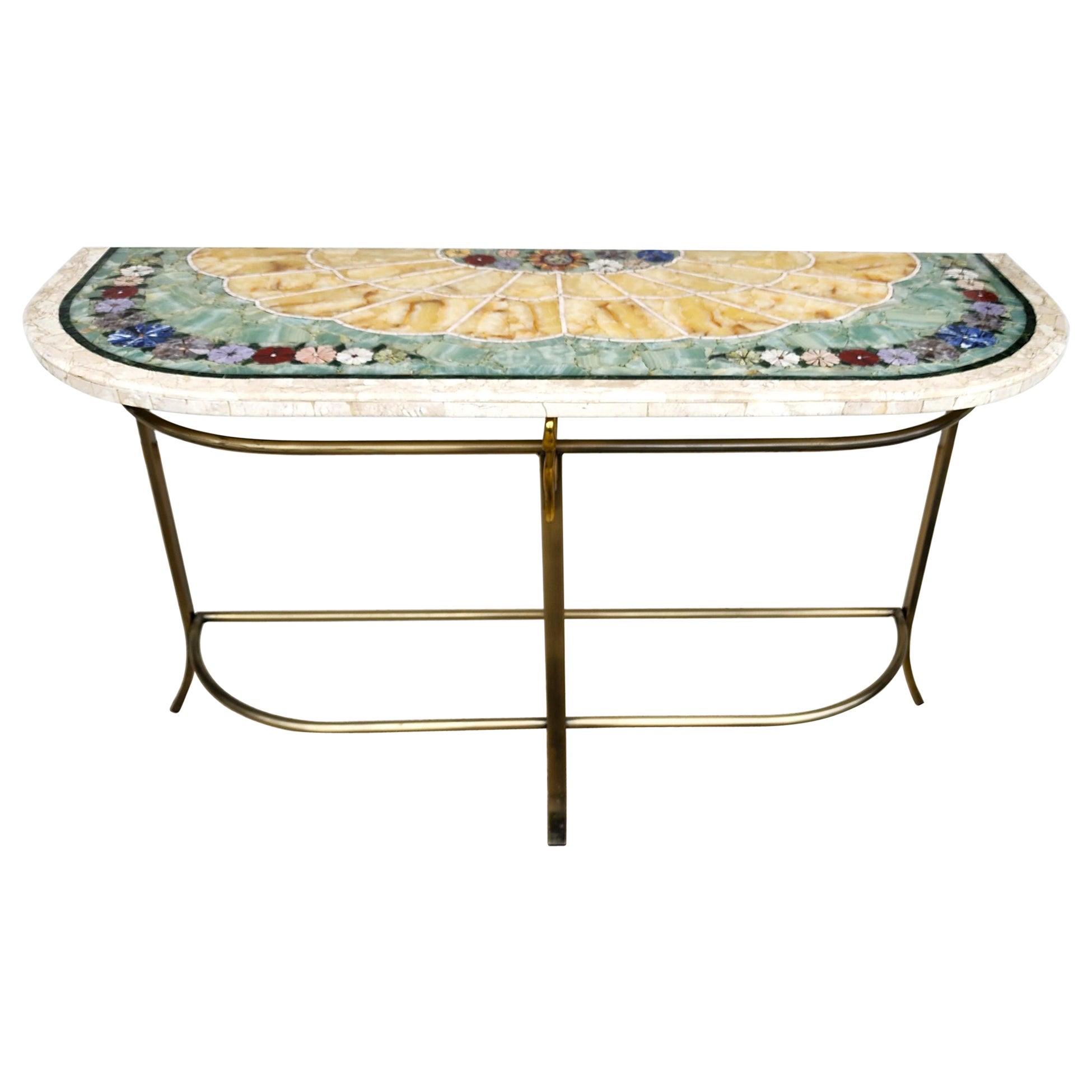 Table console Régence Laiton Swans Incrustés Onyx en vente