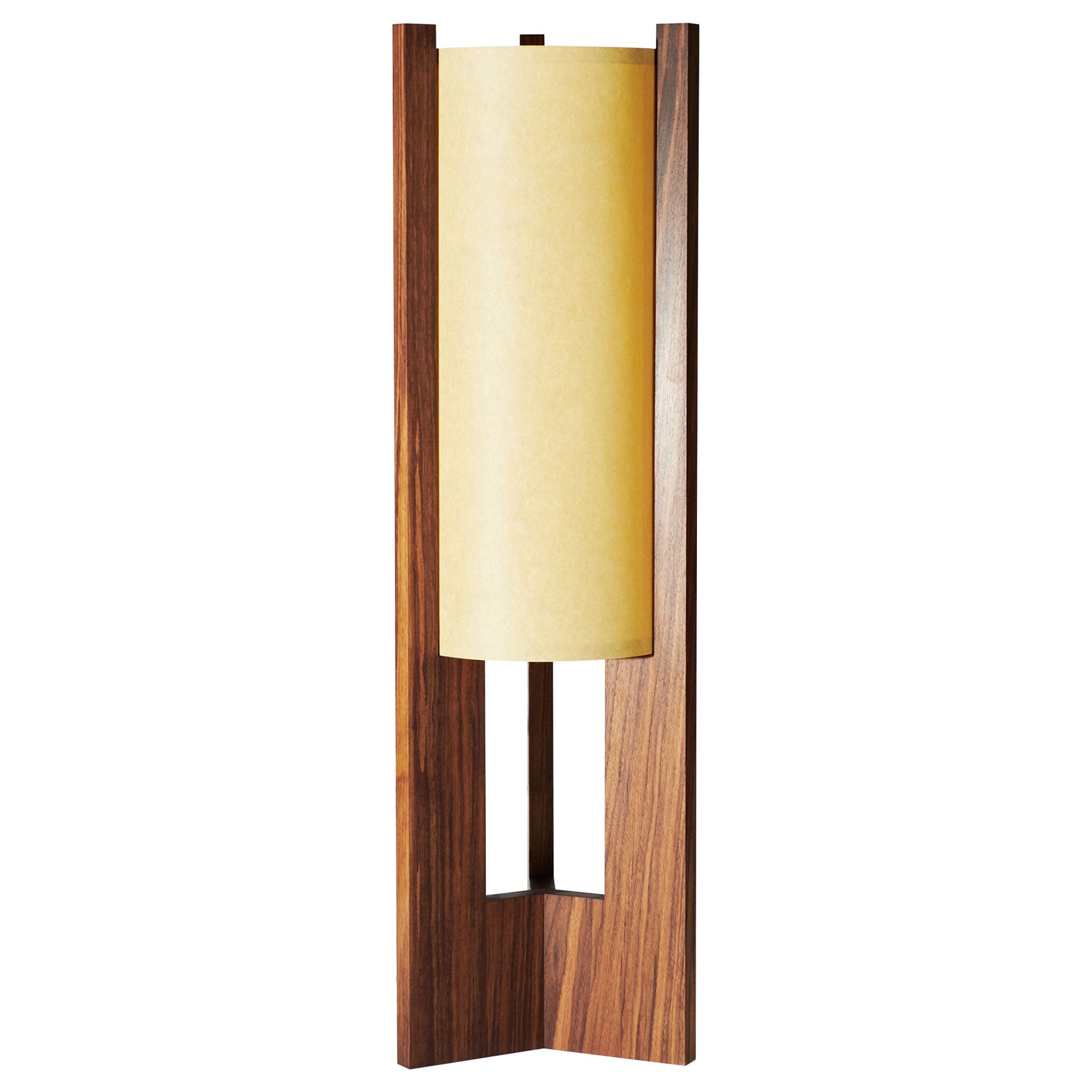 Japanese inspired mid-century Walnut Floor Lamp For Sale