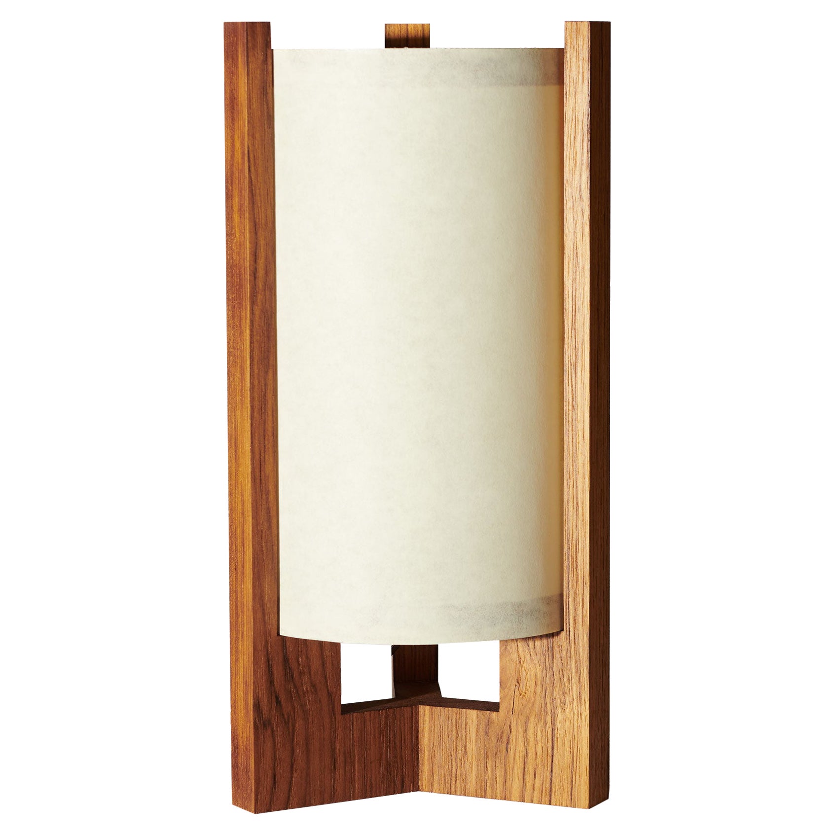 Japanese inspired mid-century white Teak Table Lamp For Sale